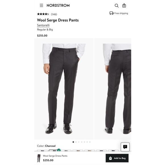 Santorelli Wool Luxury Serge Dress Pants - Picture 3 of 9